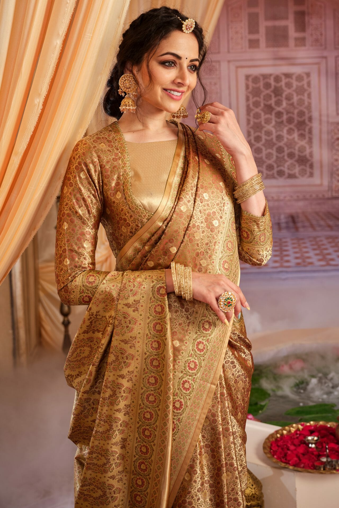 Gold Embroidered Banarasi Saree
